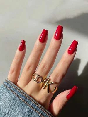 24pcs Short Coffin Wine Red Fake Nail False Nails Press On Nails Glue On Nails - Image 1 of 4