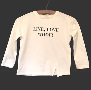 Zara Long Sleeve Dog Shirt Live Love Woof Girls Size 7 - Picture 1 of 5