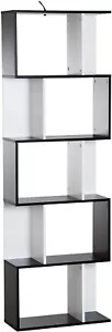 ✅ Libreria Moderna in Legno Bianco/Nero con 5 Ripiani per Salotto Ufficio - Foto 1 di 9