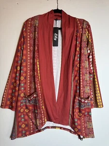 Lily by Firmiana Womens Sz M Knit Cardigan Opeb Front With Pockets Multicolored - Picture 1 of 9
