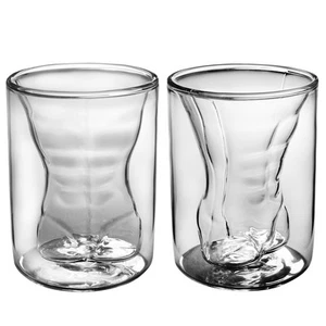 Wine Glass Heat Resistant Sexy Naked Man Gift Set 2 Male 6 oz Glasses - Picture 1 of 7