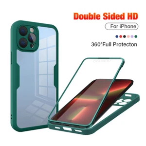 360 Clear Case For iPhone 7 8 Plus X XR XS 11 12 13 14 15 16 Pro Max Hard Cover - Picture 1 of 14
