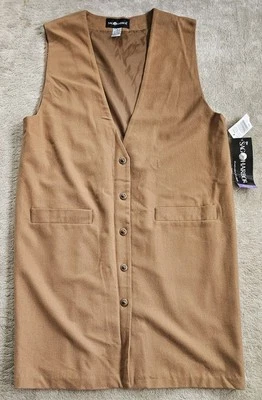 NEW jumper Dress Sleeveless Brown Sheeth Sag Harbor Size 16 100% Wool Fabric Sew - Image 1 of 3