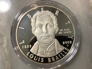 2009 P Proof Ultra Silver 1oz Louis Braille Commemorative coin choice Unc - Picture 1 of 2