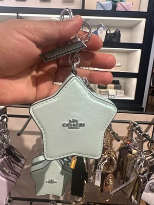 Coach Star Bag Charm Coin Case Pouch In Silver/Green CBL91 Foto 1 de 4