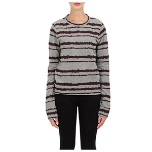 A.L.C. Pullover Oberteil Tigerstreifen Langarm Strick Damen M Burgunderrot Grau - Bild 1 von 10