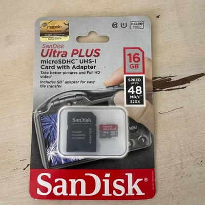 SanDisk Ultra PLUS 16GB microSDHC UHS-I Memory Card with SD Adapter - Image 1 of 3