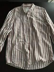 Hollister Men's Medium Linen Blend Striped Button-down Shirt - Picture 1 of 13