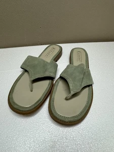 Zapatos Desfile Mujer Talla 10 Verde Gamuza Cuero Tanga Sandalias Sin Cordones Comodidad - Imagen 1 de 9