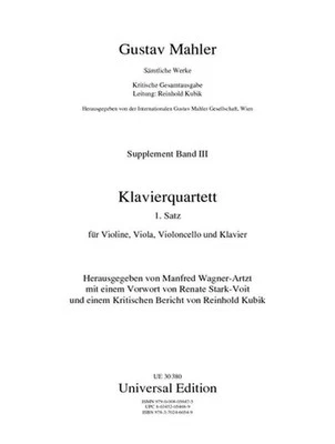 Klavierquartett 1. Satz Supplement Bd.3 Gustav Mahler Score Violin, Viola, Cello - Image 1 of 4