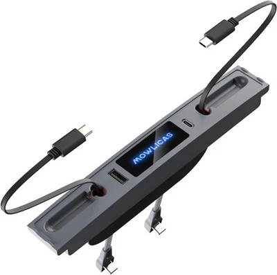 2 USB C Charging Hub for Tesla (Silver Gray), Retractable 27W Fast Charger fo... - Image 1 of 4
