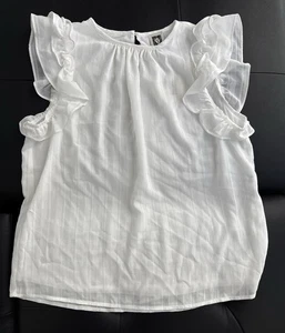 Anne Klein Women's Ruffle Sleeve Tee Shirt White Size Medium - Picture 1 of 3