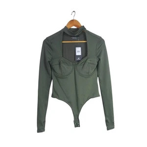 Reebok x Cardi B NWT Bodysuit Size US L  Green Black Pin stripes Long Sleeves - Bild 1 von 10