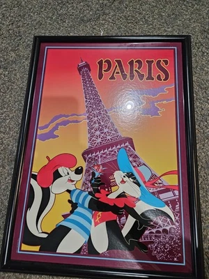 Pepe Le Pew & Penelope Pussycat Framed Ready To hang 17"x23" Trademark Item  - Image 1 of 4