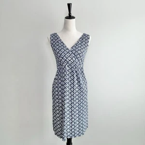 Green Cotton By Garnet Hill Womens Jersey V-neck Dress XS Navy Floral Sleeveless - Picture 1 of 6