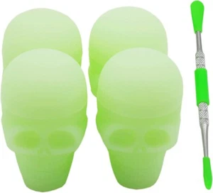 15ml Skull Silicone Wax Containers Non-stick Concentrate Glow In The Dark - Picture 1 of 2