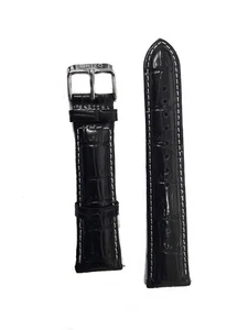 Brizo 18mm Stainless Steel Buckle Black Crocodile Style Genuine Leather Strap - Picture 1 of 2