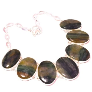 Green Fluorite Gemstone Necklace Handmade Adjustable Chain Jewelry 18" DN 962 - Picture 1 of 6