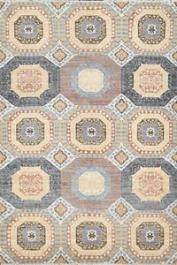 Vegetable Dye Geometric Khotan Oriental Area Rug Hand-knotted Wool 4'x6' Carpet - Picture 1 of 12