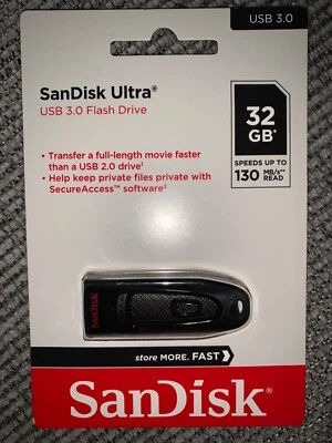 Sandisc ultra USB 3.0 Flash drive 32GB transfer speed up to 100MB - Image 1 of 2
