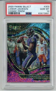 2020 PANINI SELECT COSMIC PRIZM #303 LAMAR JACKSON RAVENS PSA 10 LOW POP 4 RARE - Picture 1 of 2