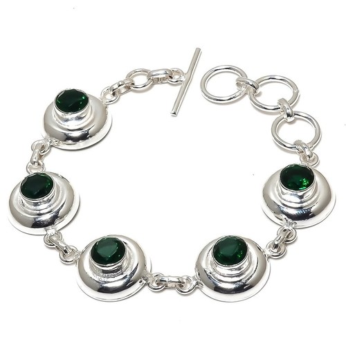 VALENTINO Bracciale gioiello argento sterling 925 fatto a mano pietra preziosa diopside cromato misura 7 8"