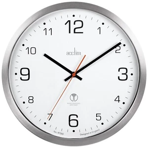 Acctim Atomik Wall Clock Non-Tick Sweep Radio Controlled Brushed Metal Case 30cm - Picture 1 of 2