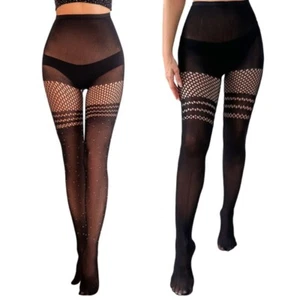 Fishnet Thigh High Garter Stocking Patterned Tights Garter Belt Tights for Women - Picture 1 of 10