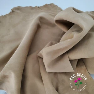 Beige Goat Suede Skin Natural Hide Soft Supple Craft Luxury Trim 5 sqft approx - Picture 1 of 8