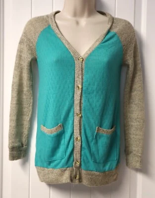 XHILARATION Mujer Verde Azulado y Gris Cárdigan Fino Talla XS Foto 1 de 4