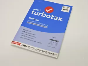 Intuit TurboTax Deluxe 2022 Federal Returns & E-File + $10 Credit (No State) NEW - Picture 1 of 4