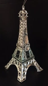 CRYSTAL JEWELED SILVER MINT BLUE GLITTER FRENCH EIFFEL TOWER CAKE TOPPER 5.5" - Picture 1 of 9
