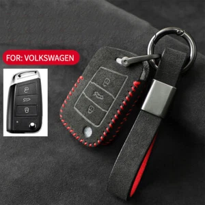Full Suede Covered Key Fob Remote Protector Holder Cover Case For Volkswagen A - Picture 1 of 9