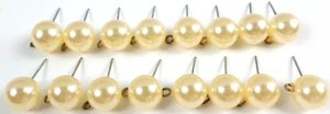 16 - Vintage 8 Pairs Champagne Faux 10mm Pearl Earrings w/Hooks/Loops Connectors - Picture 1 of 12