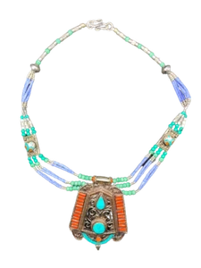 Collana Argento tibetano e Pietre Gr.102 - Foto 1 di 3