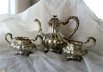 Juego de café té 3 piezas Birks plata esterlina George III Melón 1956 gr No es chatarra Foto 1 de 4