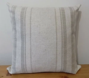 Laura Ashley Cushion Cover Beige Striped Cotton/Linen 16” 18" Zip Handmade - Picture 1 of 6