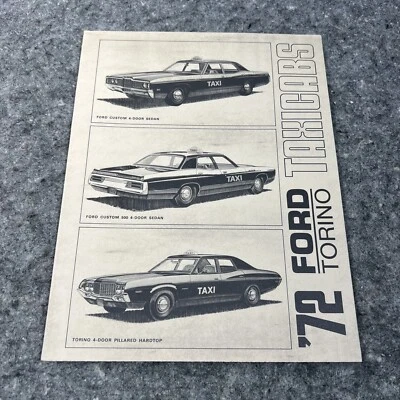 1972 年福特出租车老式汽车销售手册文件夹 - 定制 500 都灵 — 第 1/4 张图片