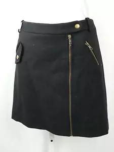 Minifalda J CREW Lana Negra Expuesta con Cremallera Frontal Talla 6 - Imagen 1 de 7