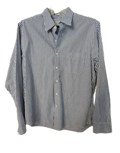 J Crew Men's Sz L Stretch Secret Wash Shirt Blue Pin-Striped Slim Dress Shirt - Picture 1 of 2