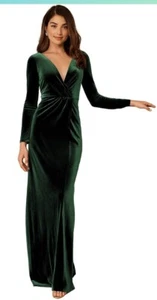 NWT 0 Lover Kiss Women Long Sleeve Velvet Formal Dress - Picture 1 of 9