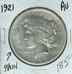 1921-P PEACE SILVER DOLLAR ~AU STAIN ~NICE KEY DATE COIN~ - Picture 1 of 2