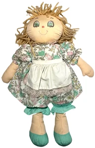 Vintage 1989 Commonwealth Soft Hearted Friends Cloth Doll 17" Green Floral Dress - Picture 1 of 3