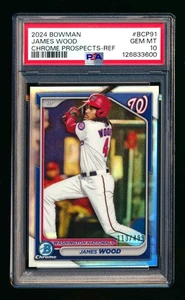 2024 BOWMAN CHROME JAMES WOOD RC REFRACTOR NATIONALS ROOKIE #113/499 PSA 10 GEM! - Picture 1 of 2