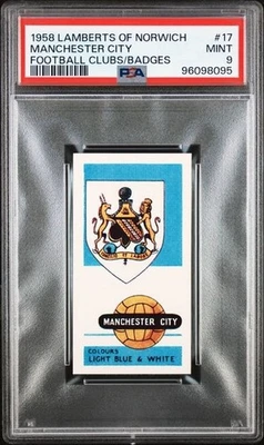 1958 Lamberts of Norwich clubes de fútbol insignias #17 Manchester City PSA 9 Pop 3 Foto 1 de 2