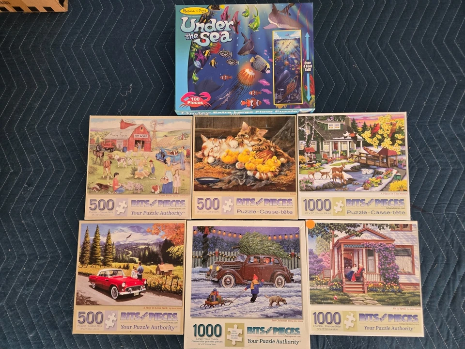 Lot of 7-Bits and Pieces Puzzles- 1000/500 piece-complete-no missing-ex. cond. - Image 1 of 1