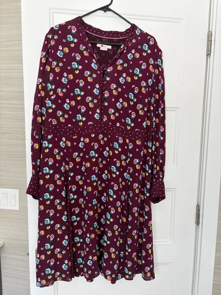 Vestido Boden Christina Retro Estampado Floral Lunares Desajustado Talla 14R Foto 1 de 4
