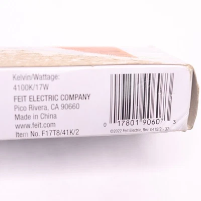 (2-Pk) Feit Electric Fluorescent Bulb 1250 Lumens T8 Cool White 17W 24" F17T8/41 - Image 1 of 4