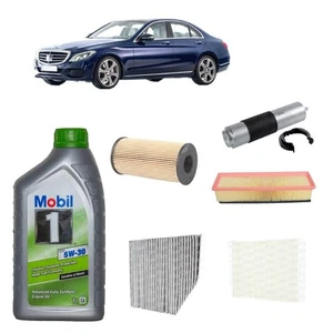 Kit tagliando 5 filtri +7L olio Mobil per Classe C W205 S205 C205 1598CC gasolio - Imagen 1 de 7