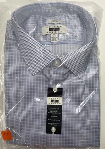 Camicia elegante uomo Joseph Abboud vestibilità classica cotone no ferro blu a quadri 20 34/35 nuova con etichetta - Foto 1 di 5